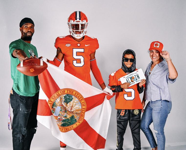 Clemson Football's Wide Receiver T.J. Moore and family.