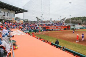clemson softball field from first base line.